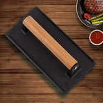 Cast Iron Bacon Meat Steak Press Grill BBQ with Wood Handle Weight Plate-AMAZON FACTORY