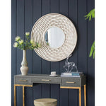 31" Silver Round Dimensional Thick Frame Accent Mirror - AMAZON FACTORY