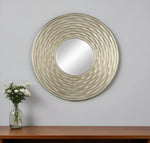 31" Silver Round Dimensional Thick Frame Accent Mirror - AMAZON FACTORY