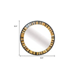 32" Brown and Black Faux Stone Round Framed Accent Mirror - AMAZON FACTORY