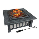 32" Gray Square Charcoal or Wood Burning Fire Pit with Cover - AMAZON FACTORY