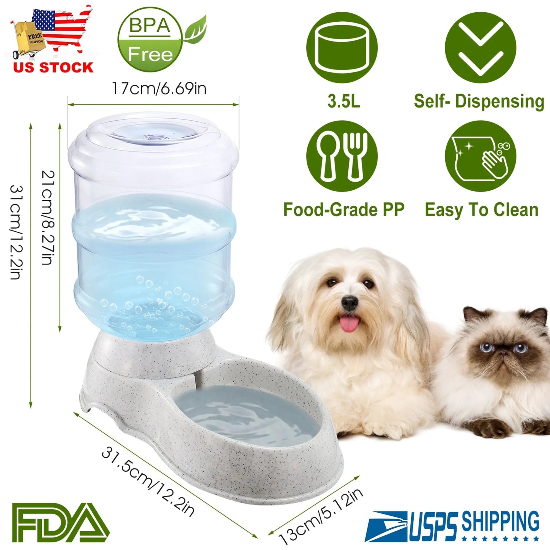 3.5L/1Gal Pet Water Dispenser Self-Dispensing Gravity-AMAZON FACTORY