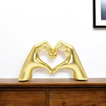 4" Gold Resin Heart Hands Tabletop Sculpture - AMAZON FACTORY