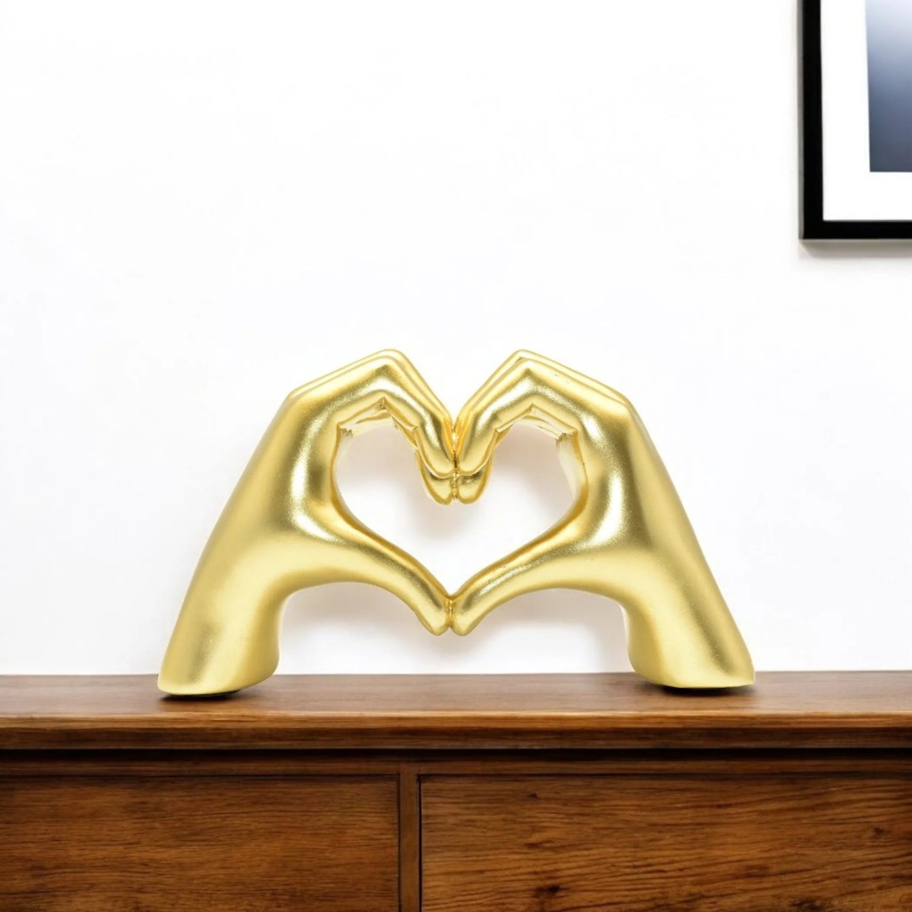 4" Gold Resin Heart Hands Tabletop Sculpture - AMAZON FACTORY
