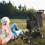 4 Wheels Pet Stroller Foldable Carrier Strolling Cart Travel Jogger Pet-AMAZON FACTORY