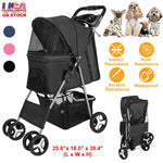 4 Wheels Pet Stroller Foldable Carrier Strolling Cart Travel Jogger Pet-AMAZON FACTORY