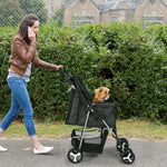 4 Wheels Pet Stroller Foldable Carrier Strolling Cart Travel Jogger Pet-AMAZON FACTORY