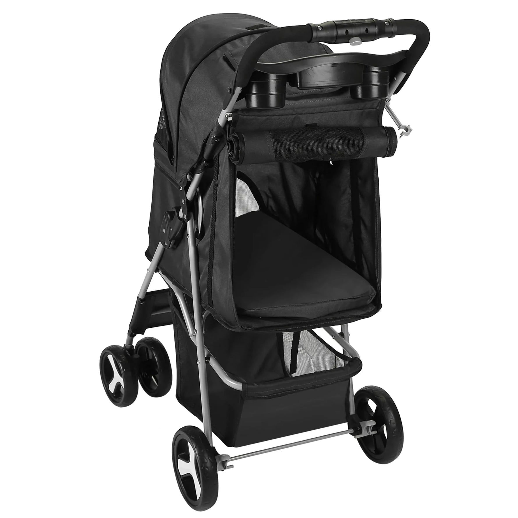 4 Wheels Pet Stroller Foldable Carrier Strolling Cart Travel Jogger Pet-AMAZON FACTORY