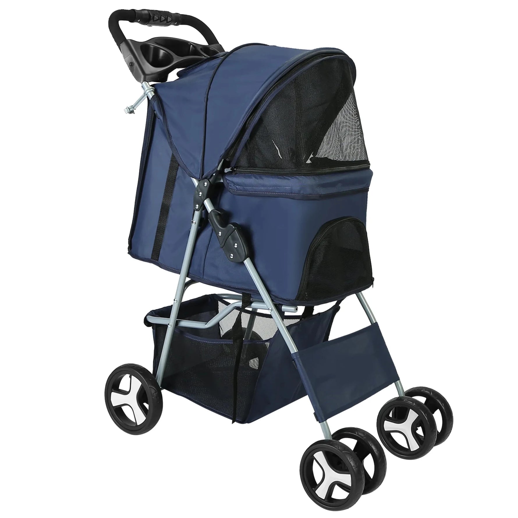 4 Wheels Pet Stroller Foldable Carrier Strolling Cart Travel Jogger Pet-AMAZON FACTORY