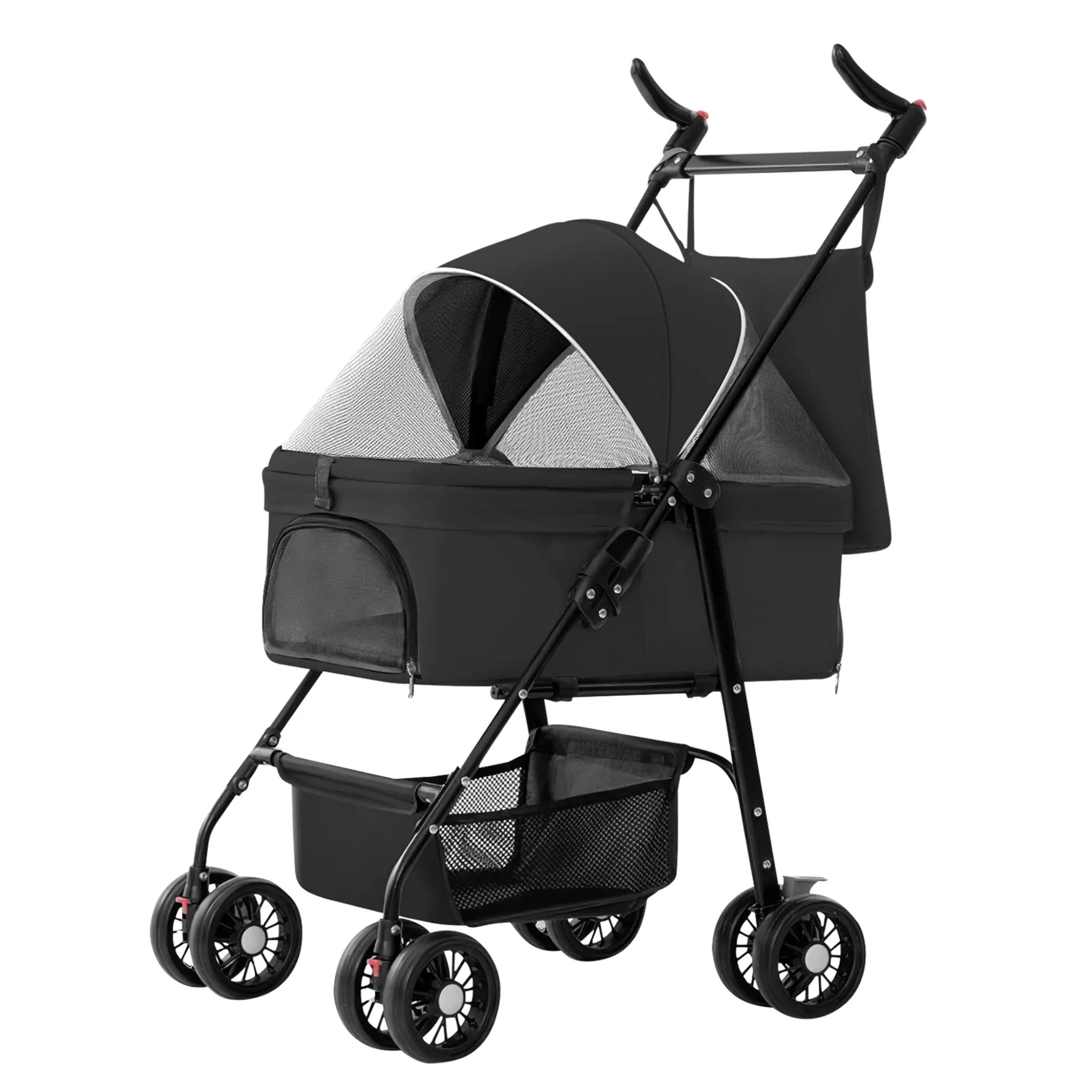 4 Wheels Pet Stroller Foldable Carrier Strolling Cart Travel-AMAZON FACTORY