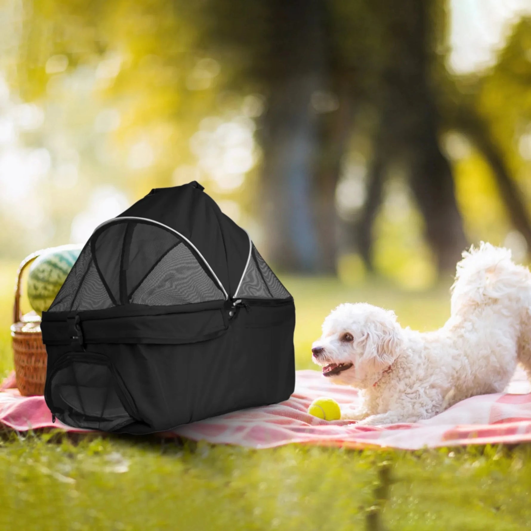 4 Wheels Pet Stroller Foldable Carrier Strolling Cart Travel-AMAZON FACTORY