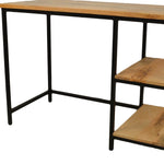 42" Natural and Black Solid Wood and Metal Computer Desk-AMAZON FACTORY
