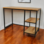 42" Natural and Black Solid Wood and Metal Computer Desk-AMAZON FACTORY