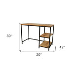 42" Natural and Black Solid Wood and Metal Computer Desk-AMAZON FACTORY