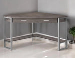 42" Taupe and Silver Corner Computer Desk-AMAZON FACTORY
