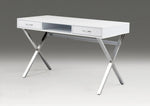 47" White and Silver Wood and Metal Computer Desk With Two Drawers-AMAZON FACTORY