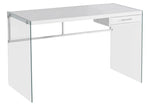 48" White and Clear Computer Desk-AMAZON FACTORY