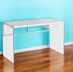 48" White and Clear Computer Desk-AMAZON FACTORY