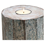 5" Brown And White "Solid Wood Tabletop" Tealight Candle Holder - AMAZON FACTORY