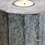 5" Brown And White "Solid Wood Tabletop" Tealight Candle Holder - AMAZON FACTORY