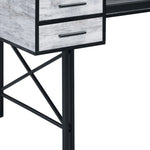 59" Antiqued White and Black Computer Desk With Five Drawers-AMAZON FACTORY
