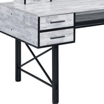 59" Antiqued White and Black Computer Desk With Five Drawers-AMAZON FACTORY