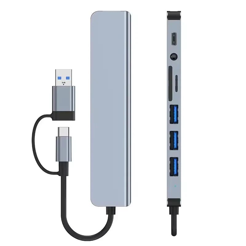 8 in 2 USB-C HUB USB Splitter USB Extender with 4 USB Port 1 USBC Port TF/SD Card Reader Audio Output Compatible with MacBook-AMAZON FACTORY
