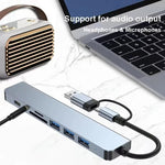 8 in 2 USB-C HUB USB Splitter USB Extender with 4 USB Port 1 USBC Port TF/SD Card Reader Audio Output Compatible with MacBook-AMAZON FACTORY