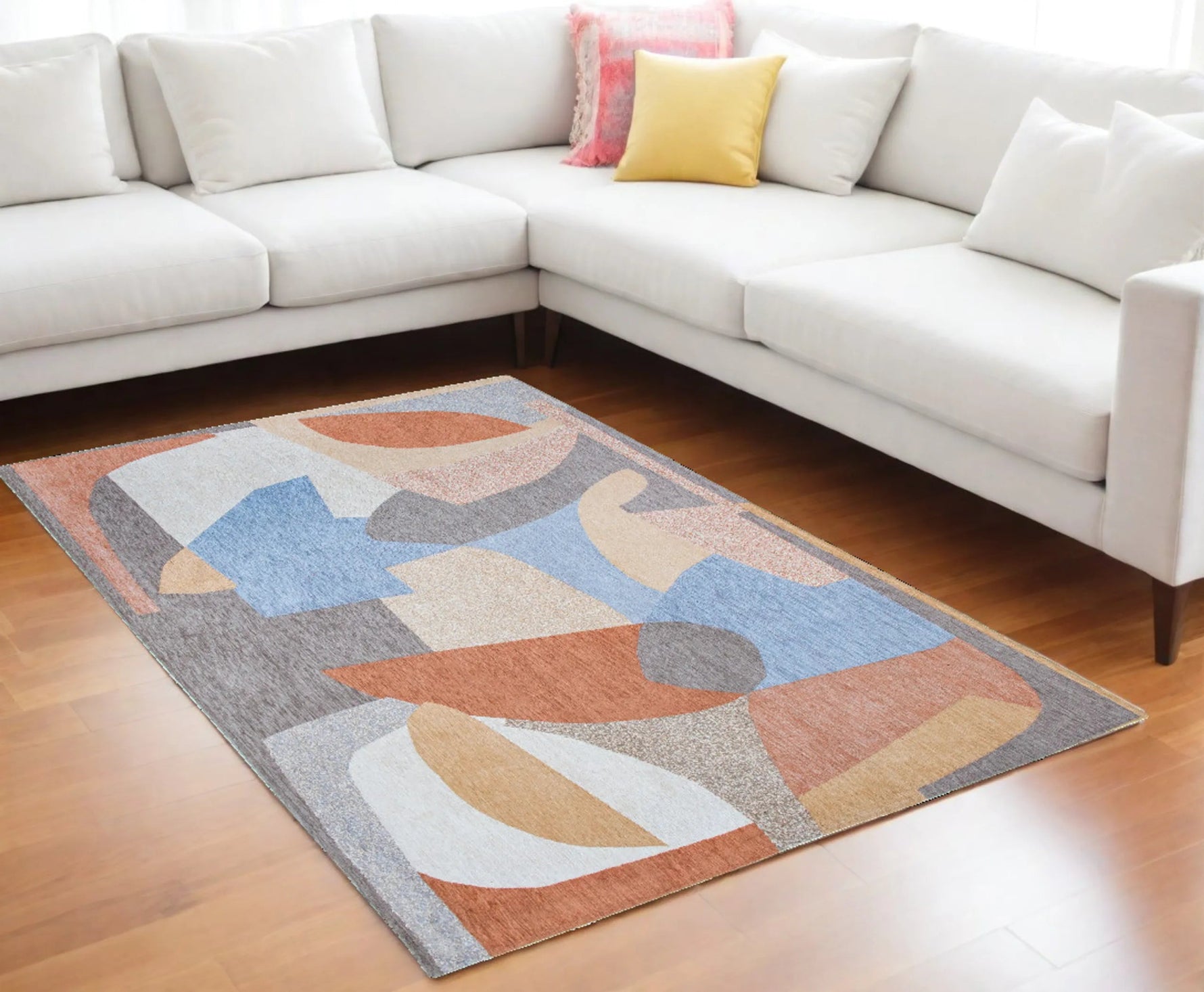 9' X 13' Blue and Gray Abstract Non Skid Area Rug - AMAZON FACTORY