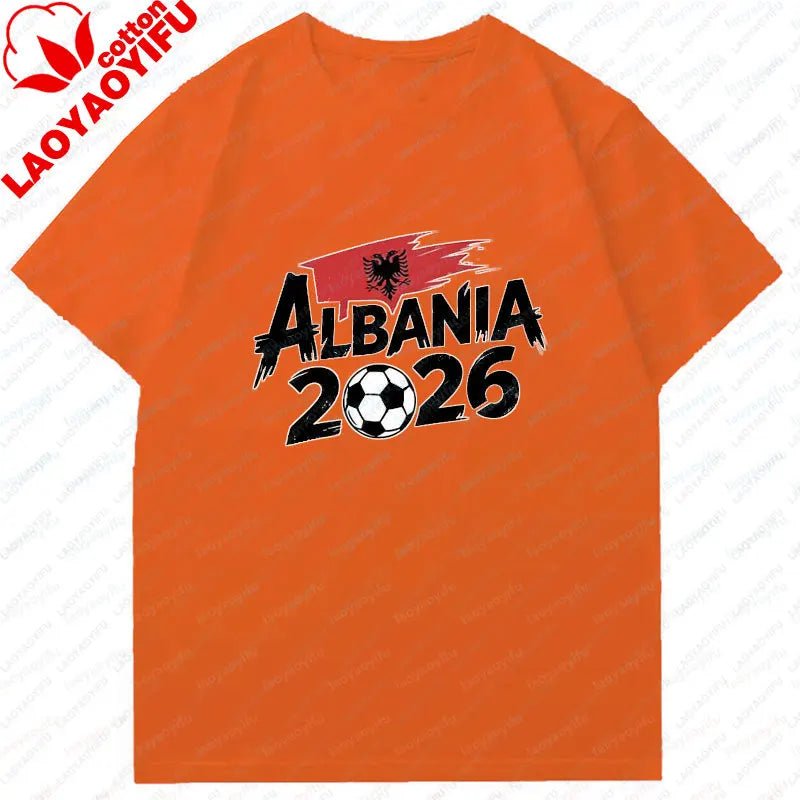 ALBANIA national team Soccer Graphic men's women's Tee cotton Unisex TShirt 2026 USA Mexico Football Lover Gift Soccer Cup shirt-AMAZON FACTORY
