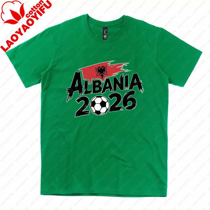 ALBANIA national team Soccer Graphic men's women's Tee cotton Unisex TShirt 2026 USA Mexico Football Lover Gift Soccer Cup shirt-AMAZON FACTORY
