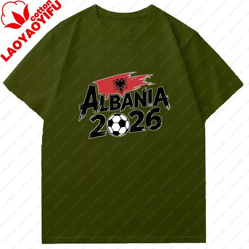 ALBANIA national team Soccer Graphic men's women's Tee cotton Unisex TShirt 2026 USA Mexico Football Lover Gift Soccer Cup shirt-AMAZON FACTORY