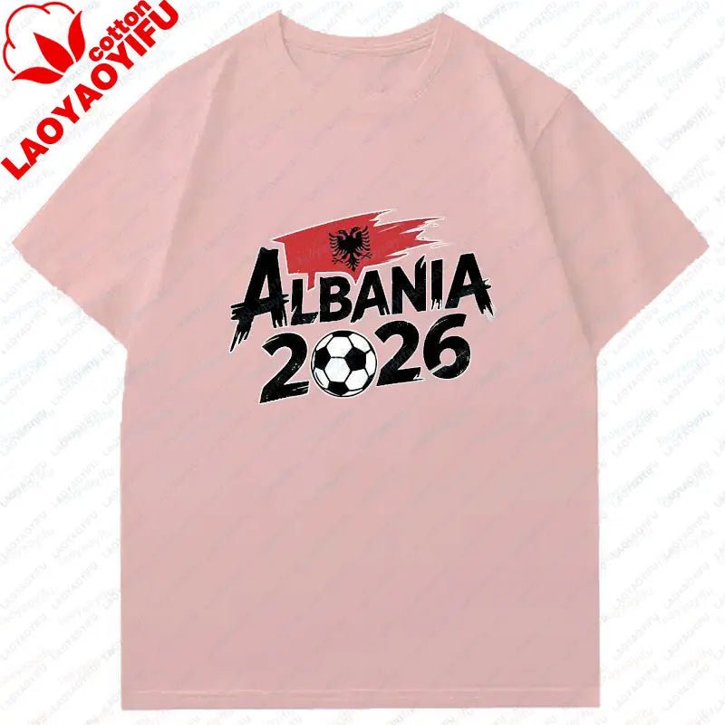 ALBANIA national team Soccer Graphic men's women's Tee cotton Unisex TShirt 2026 USA Mexico Football Lover Gift Soccer Cup shirt-AMAZON FACTORY