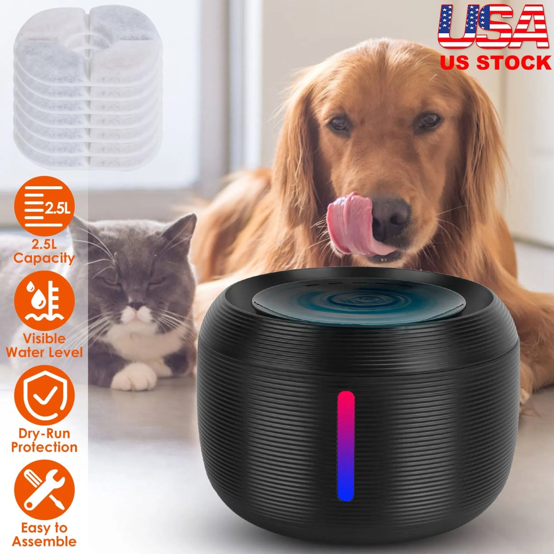 Smart Pet Water Fountain – 2.5L / 84oz for Dogs & Cats - AMAZON FACTORY