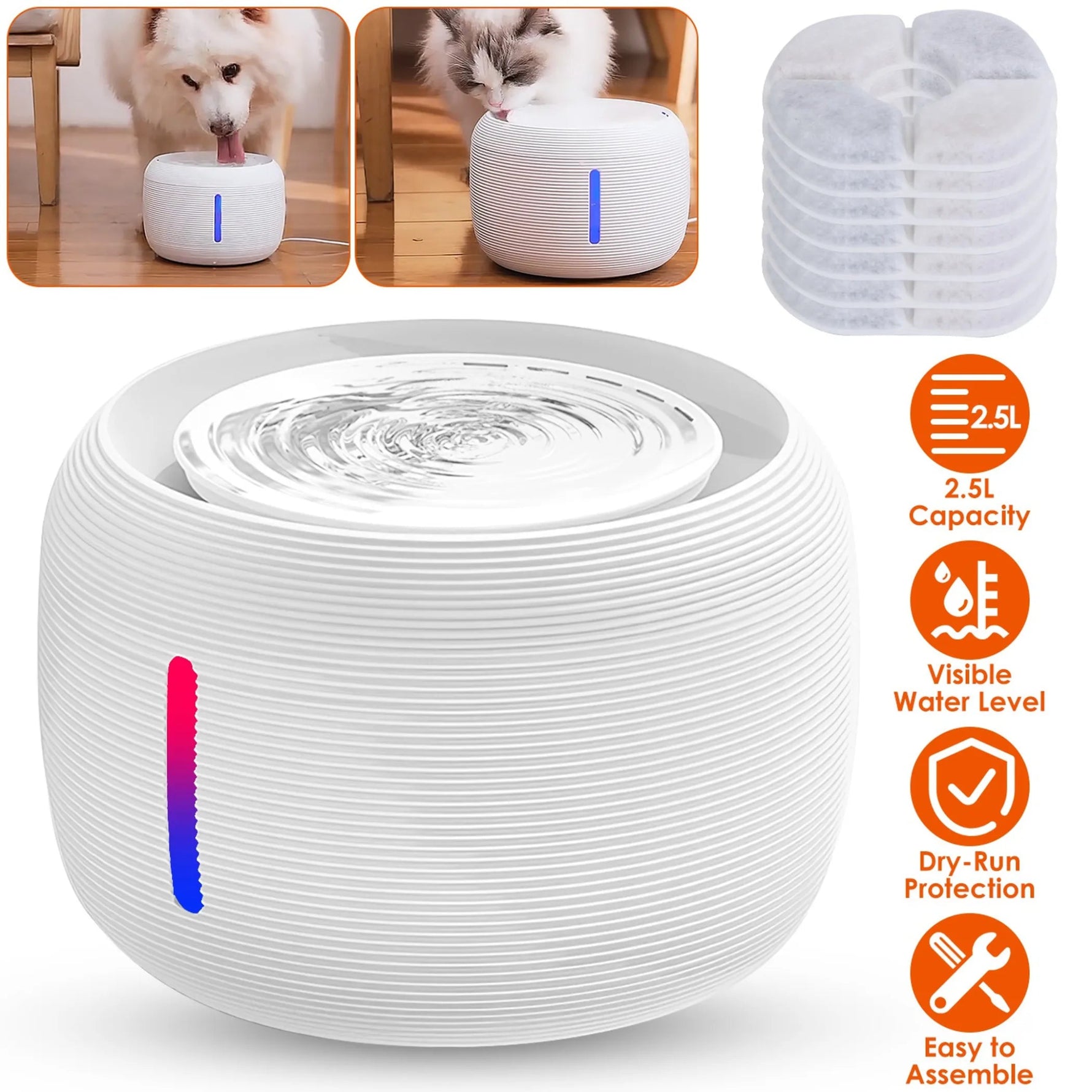 Smart Pet Water Fountain – 2.5L / 84oz for Dogs & Cats - AMAZON FACTORY