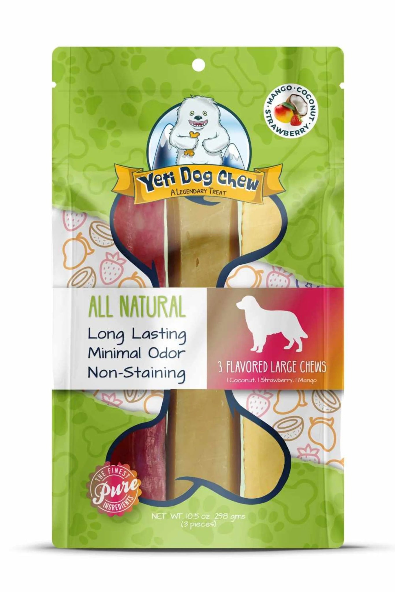 Amazon Factory - Yeti Dog Chews Coconut/Strawberry/Mango Large 3 pk 10.5oz - AMAZON FACTORY