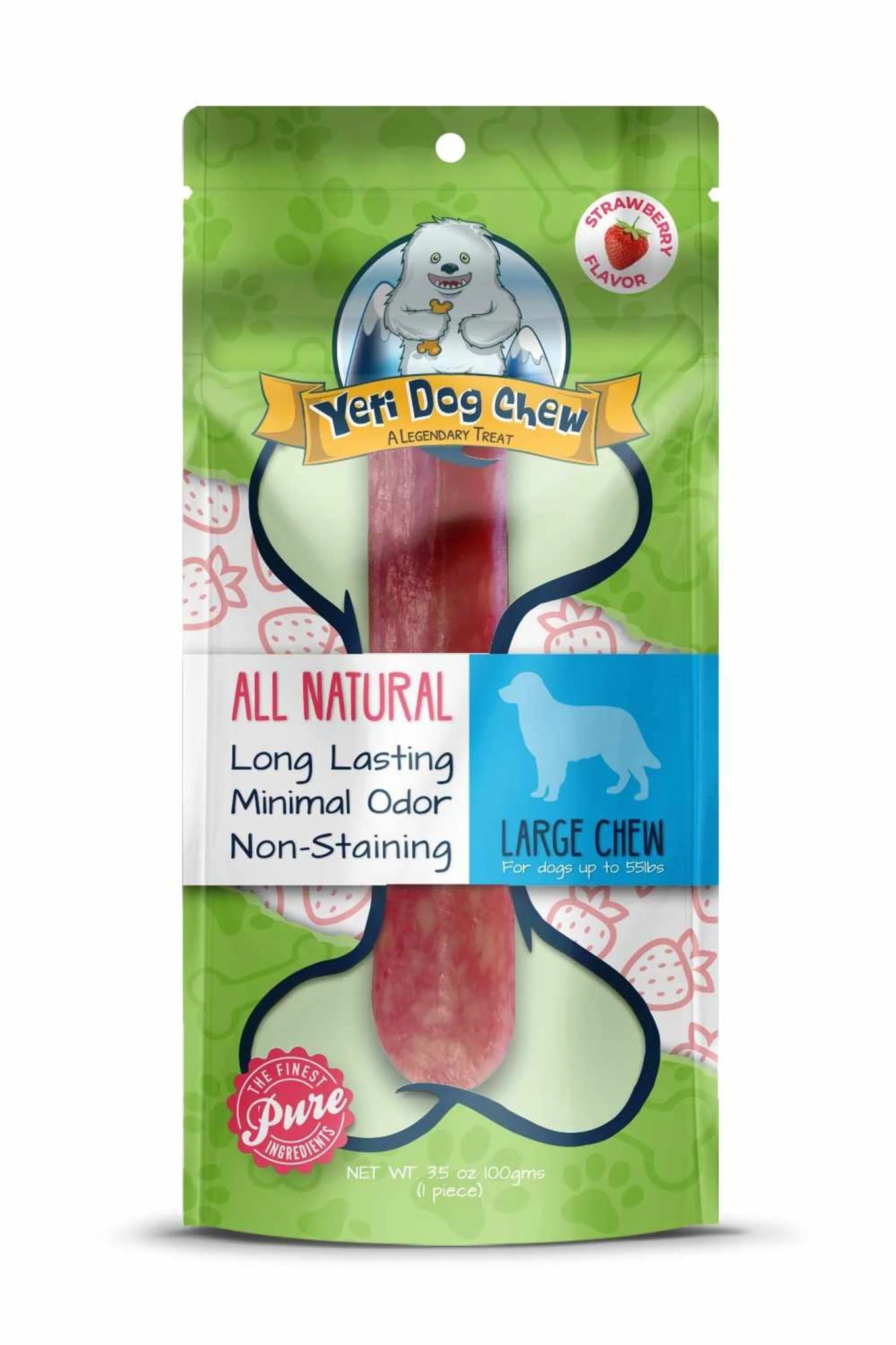 Amazon Factory - Yeti Dog Chews Strawberry Large Chews 1 piece 3.5oz - AMAZON FACTORY