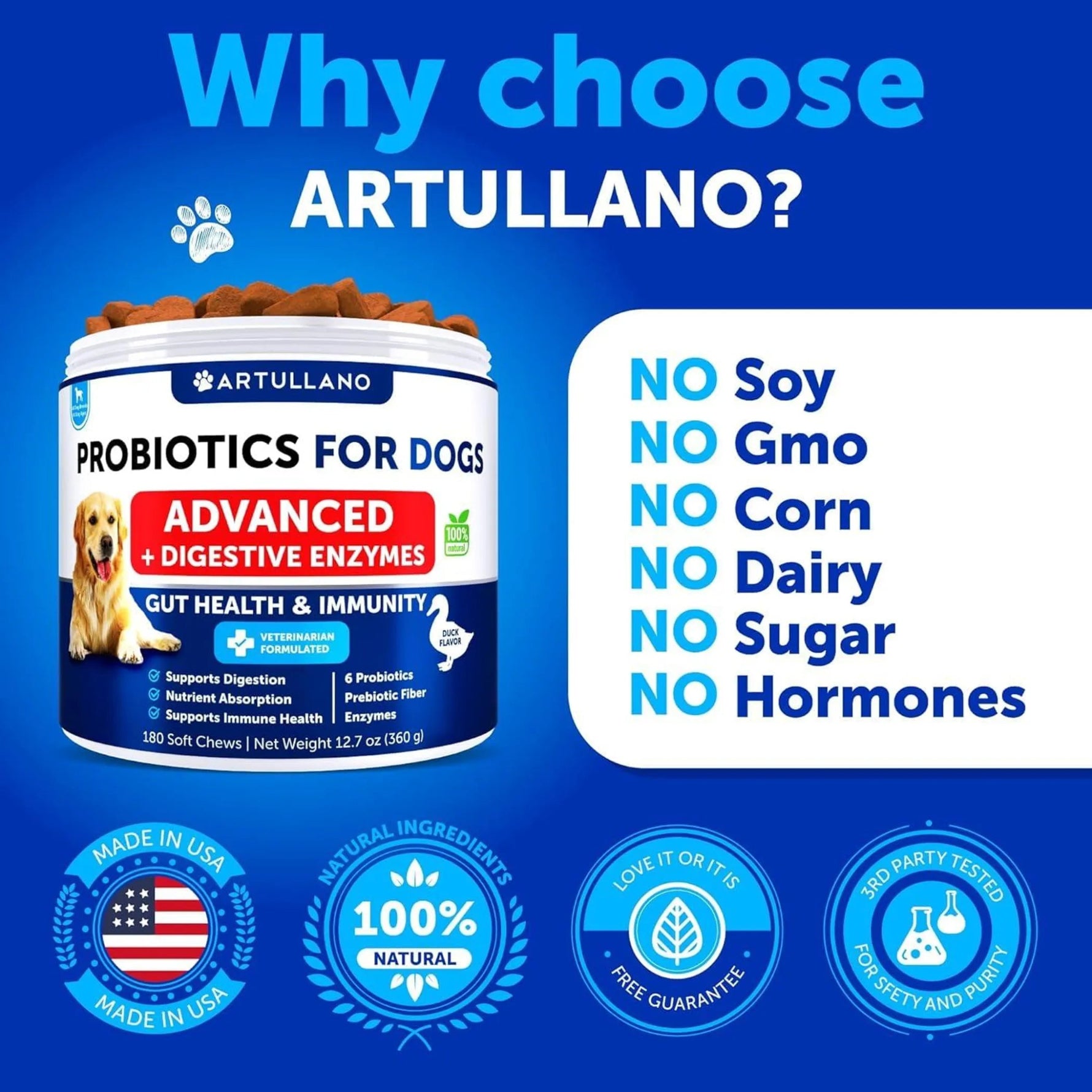 Amazon Factory's - Probiotics for Dogs Support Gut Health Itchy Skin Allergies - AMAZON FACTORY