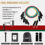 AMAZON FACTORY'S Set of 5 Resistance Bands Set with Door Anchor, Handles, Ankle Straps & Carry Bag - Heavy Tension TPE for Training, Physical Therapy, Home Workouts - AMAZON FACTORY