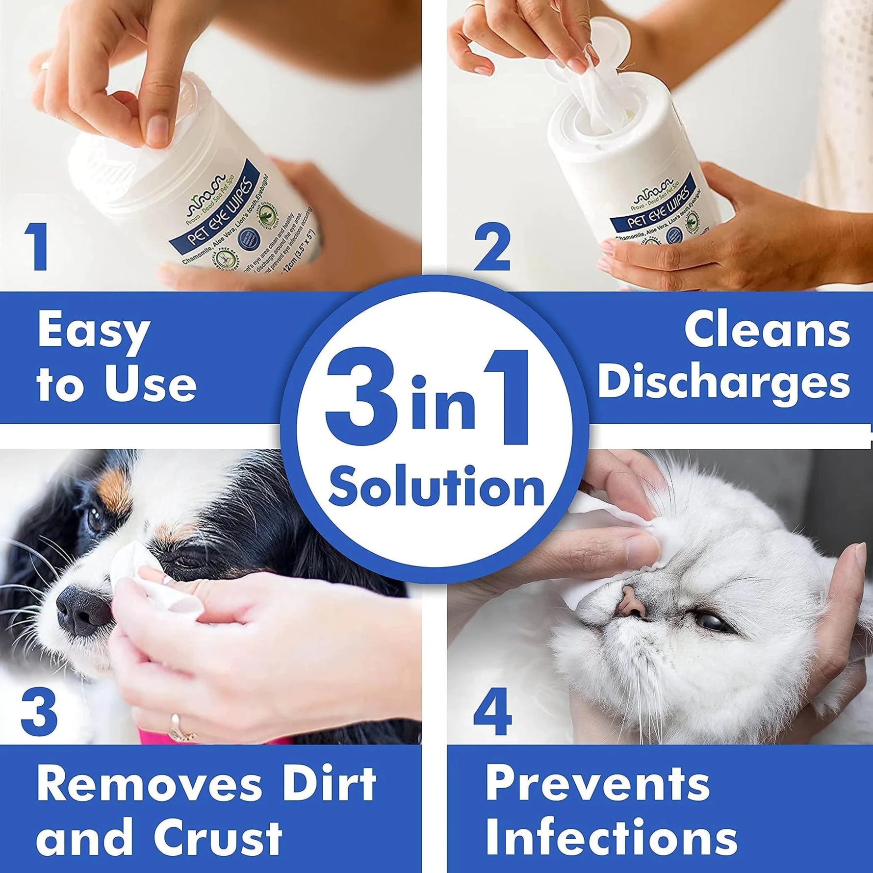Arava Pet Eye Wipes for Dogs Cats Puppies & Kittens 100 Count Natural and Aromatherapy Medicated Removes Dirt Crust and Discharge Prevents Tear Stain-AMAZON FACTORY