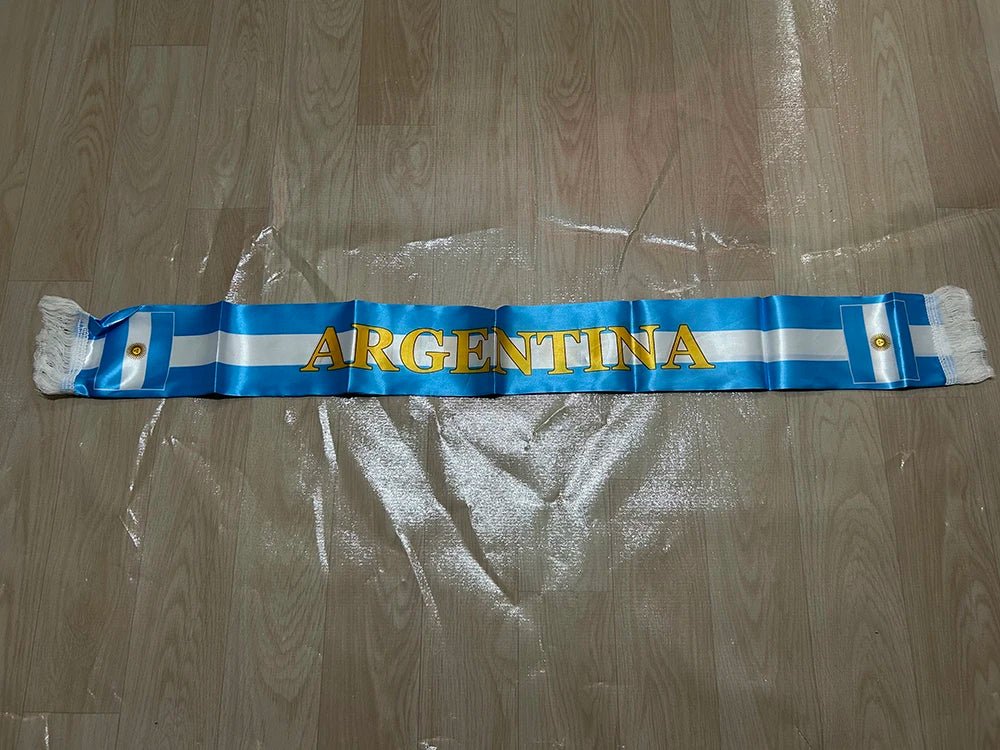 Argentina Scarf 14x135cm Double-sided Printed Argentina Flag Satin Scarf Suitable for 2026 world cup Sports Event-AMAZON FACTORY