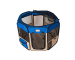 Armarkat Portable Pet Playpen In Blue and Beige Combo - AMAZON FACTORY