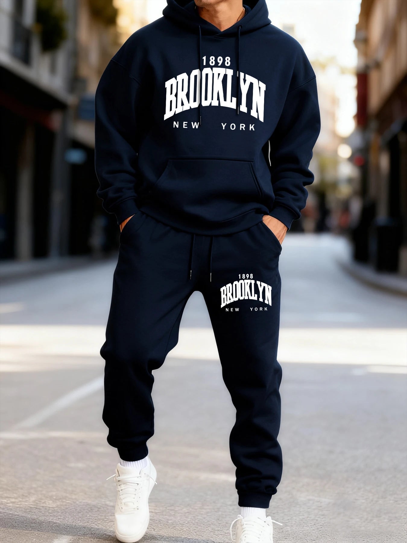 Autumn and winter men's set_ Fashionable fitness jogging pullover, hooded sweatshirt, sweatshirt and casual pants two-piece set-AMAZON FACTORY