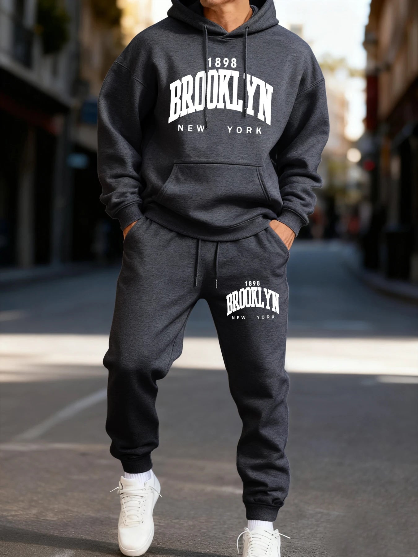 Autumn and winter men's set_ Fashionable fitness jogging pullover, hooded sweatshirt, sweatshirt and casual pants two-piece set-AMAZON FACTORY