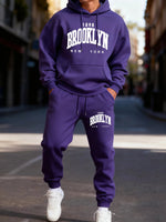 Autumn and winter men's set_ Fashionable fitness jogging pullover, hooded sweatshirt, sweatshirt and casual pants two-piece set-AMAZON FACTORY