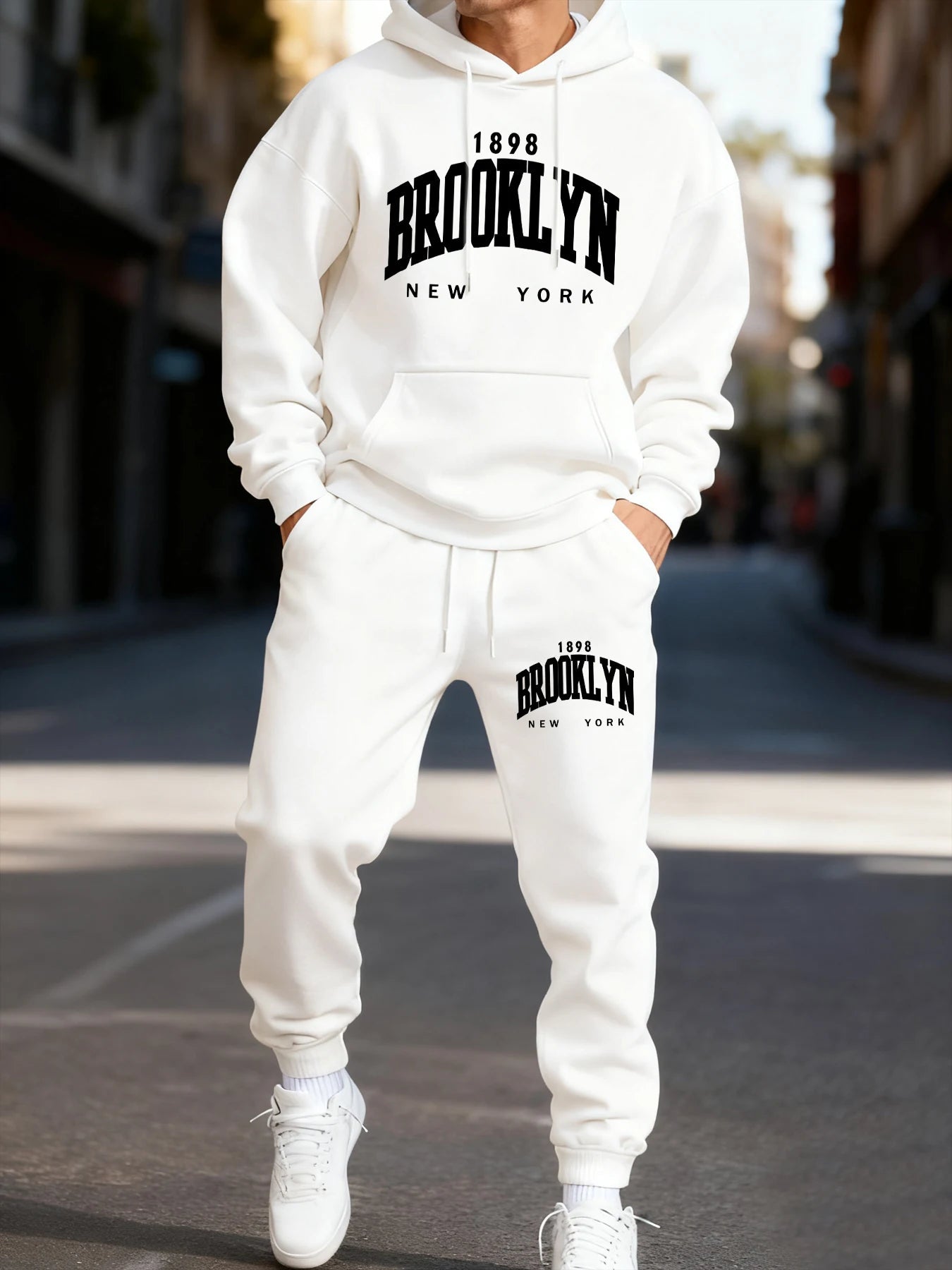 Autumn and winter men's set_ Fashionable fitness jogging pullover, hooded sweatshirt, sweatshirt and casual pants two-piece set-AMAZON FACTORY