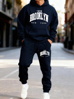 Autumn and winter men's set_ Fashionable fitness jogging pullover, hooded sweatshirt, sweatshirt and casual pants two-piece set-AMAZON FACTORY