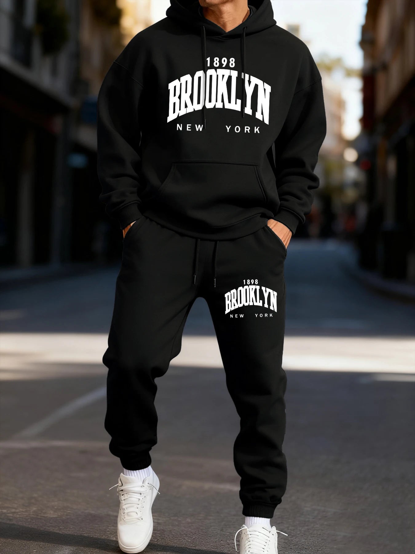 Autumn and winter men's set_ Fashionable fitness jogging pullover, hooded sweatshirt, sweatshirt and casual pants two-piece set-AMAZON FACTORY