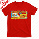 AWESOME SINCE 1976 Men Cotton TShirt Tops Made in 1976 All Original Parts Birthday 1976 Limited Edition T-Shirt Male Collar Tee-AMAZON FACTORY
