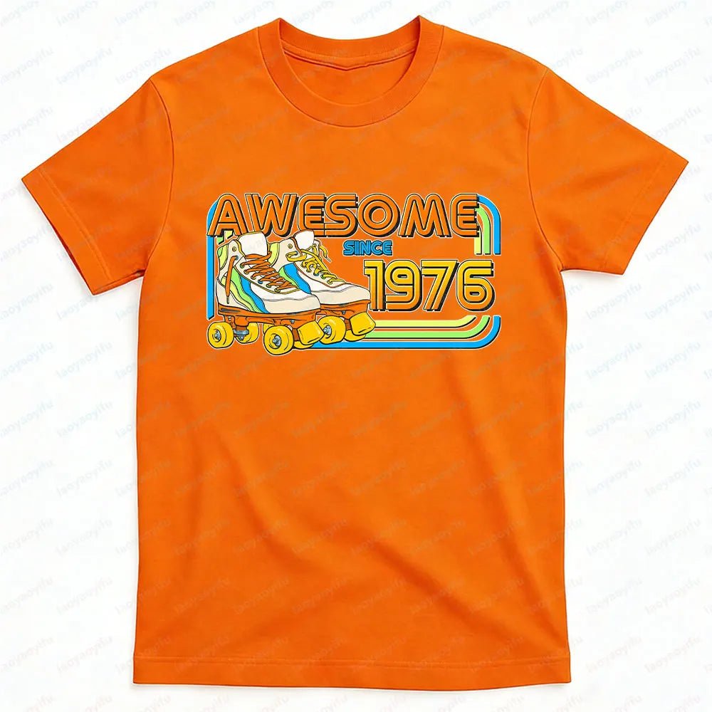 AWESOME SINCE 1976 Men Cotton TShirt Tops Made in 1976 All Original Parts Birthday 1976 Limited Edition T-Shirt Male Collar Tee-AMAZON FACTORY
